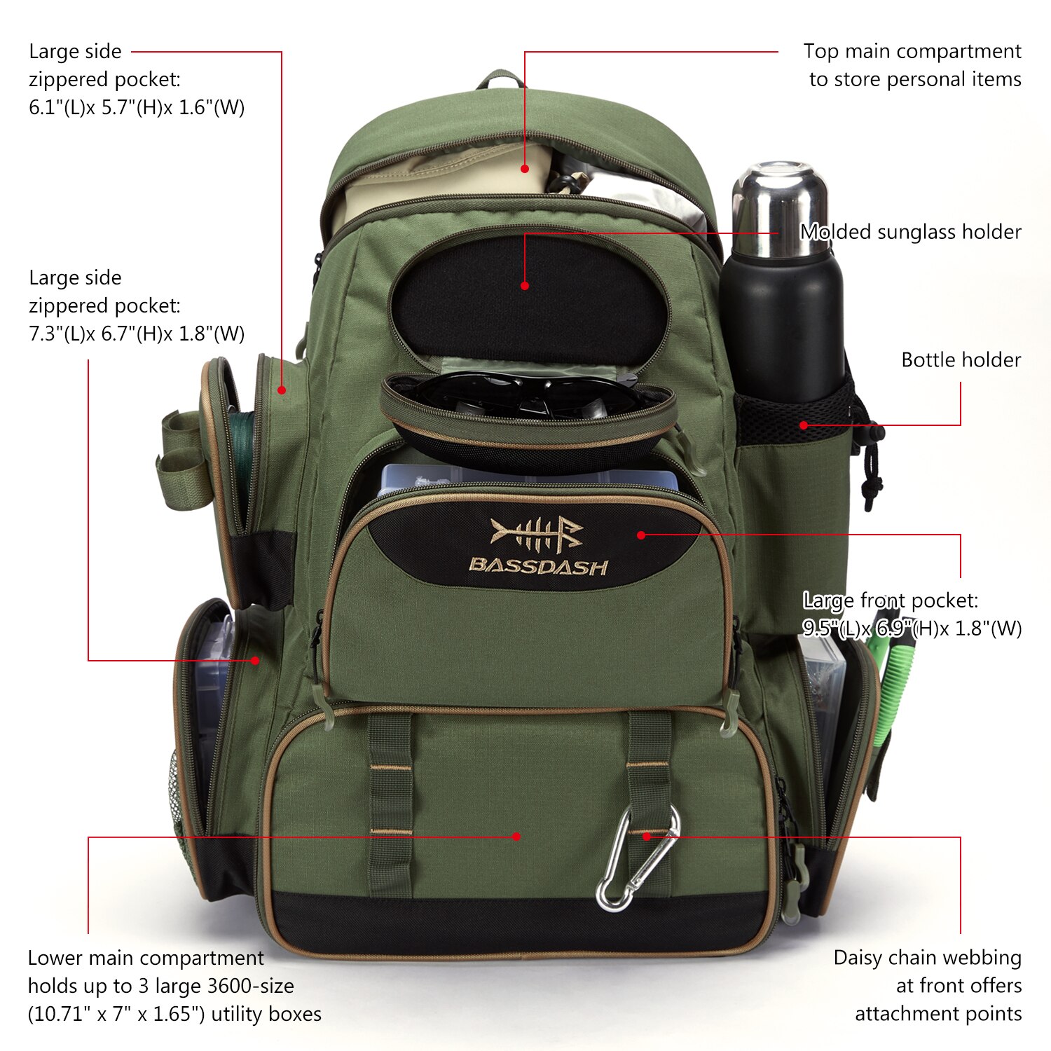 Bassdash Рыболовная сумка Рюкз – обзор и цена Fishing Backpack